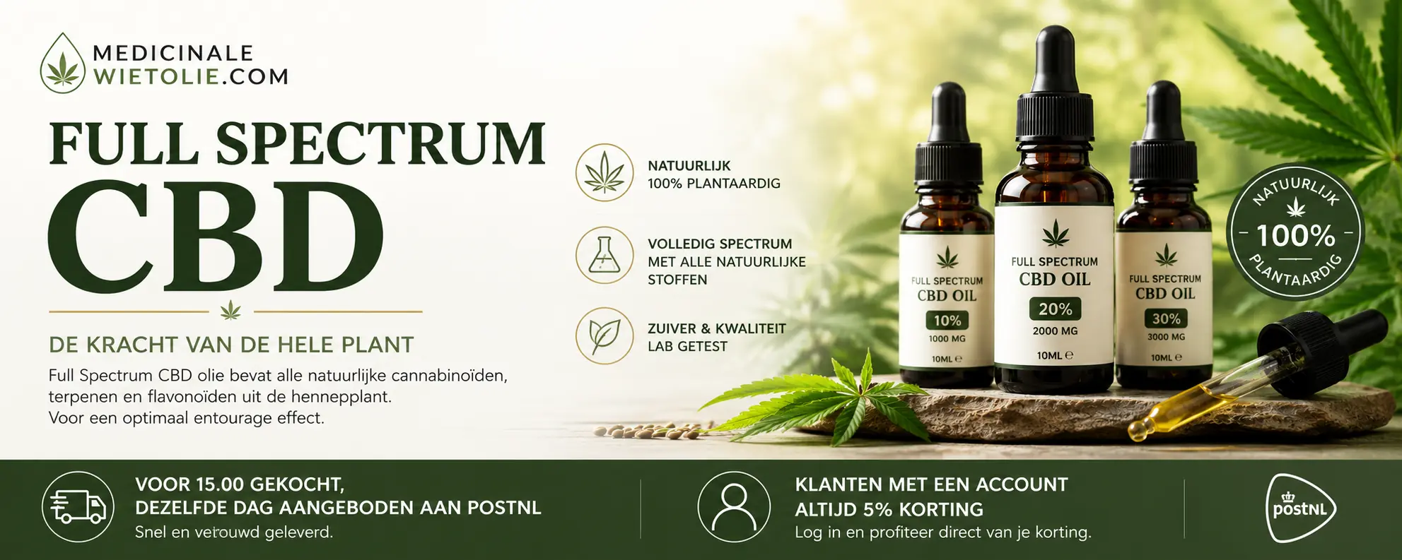 Full spectrum CBD olie kopen bij Medicinale Wietolie.com autoriteit in CBD producten